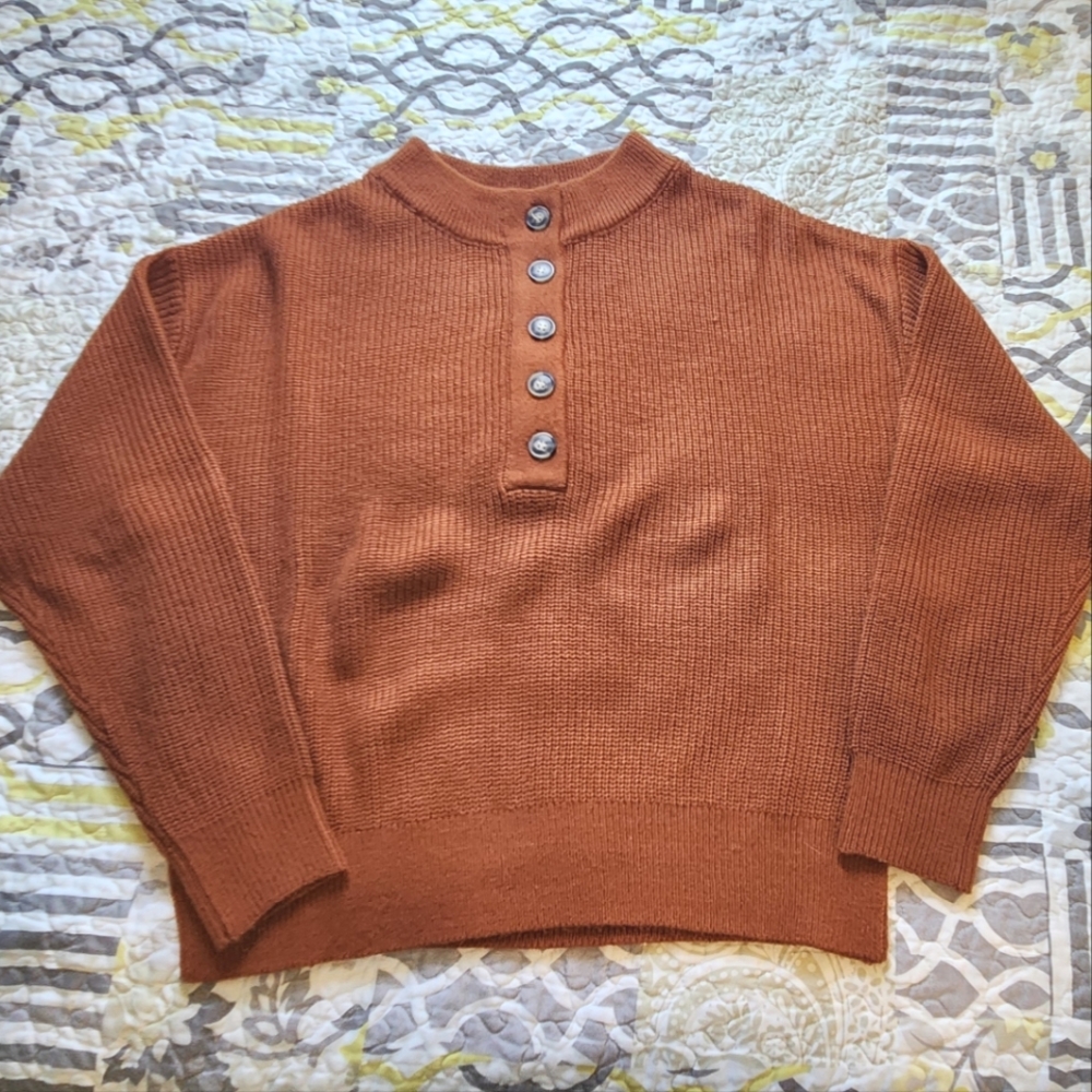 Women's Rust Sweater with Button Detail